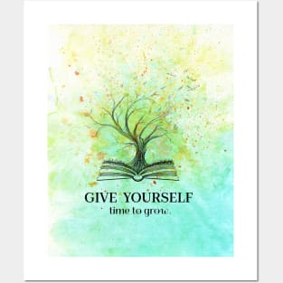 Give yourself time to grow - Watercolor Surrealistic Tree Posters and Art